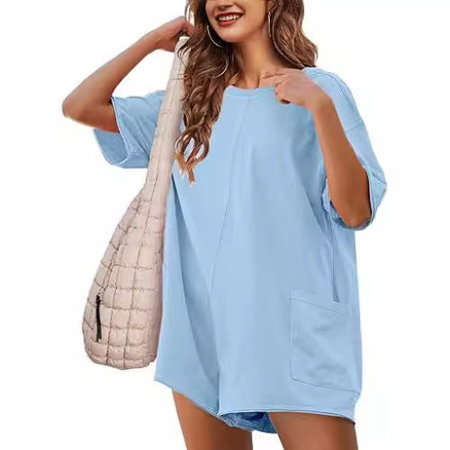 Damen Sportliches Oversized T-Shirt Kleid EB