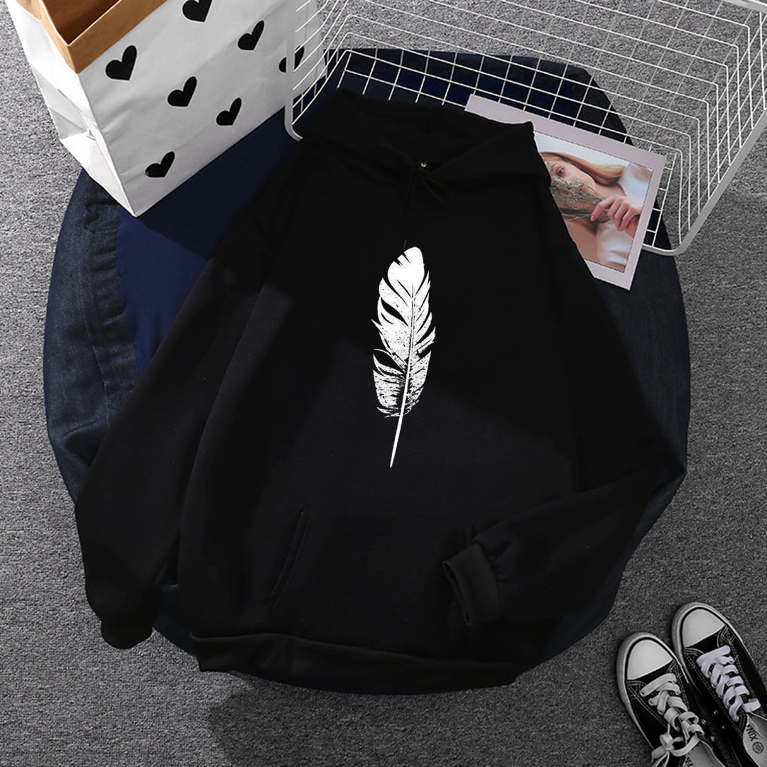 Damen nan Kapuzenpullover mit Fingerherz-Print, Oversize-Schnitt und Kängurutasche EB