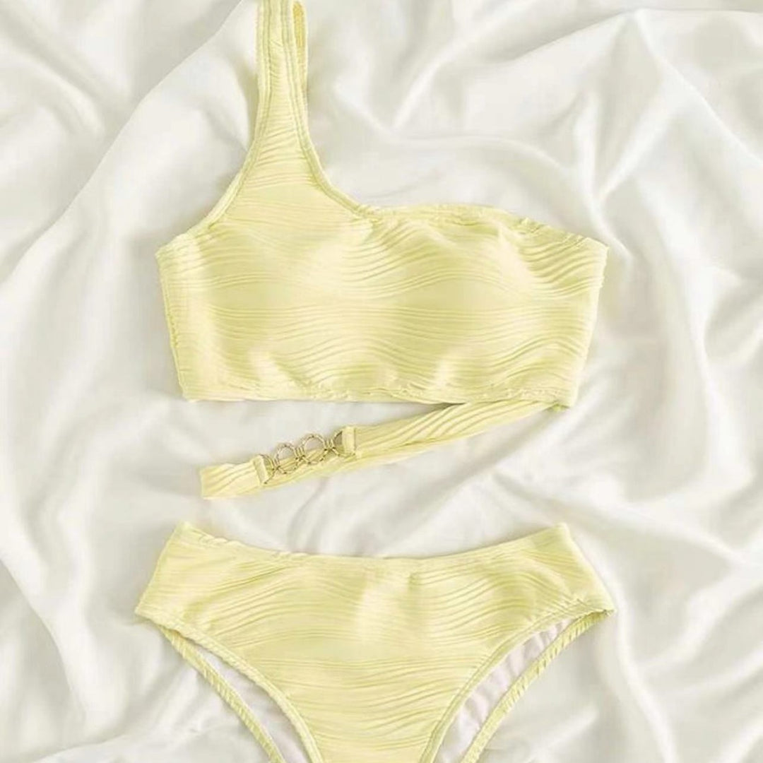 Damen Einseitiger Schnitt Bikini mit Raffung EB