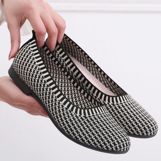 Damen Elegante Ballerinas aus atmungsaktivem Strickmaterial EB