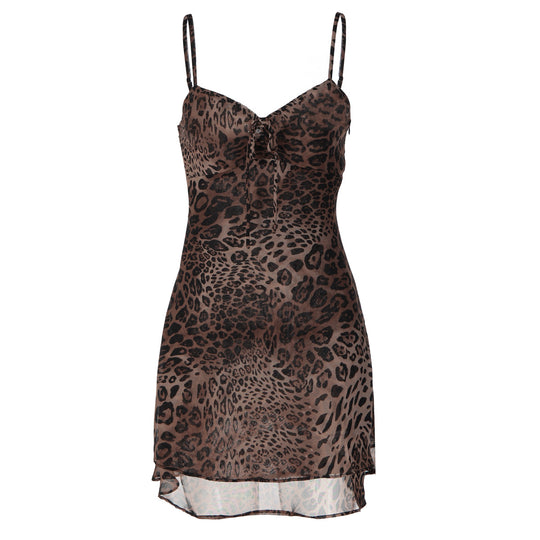 Damen Nachtkleid mit tierischem Muster und zartem Spaghettiträgerschnitt EB