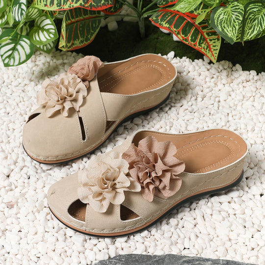 Damen Dekorative Sandalen mit offenen Zehen und floralem Design EB