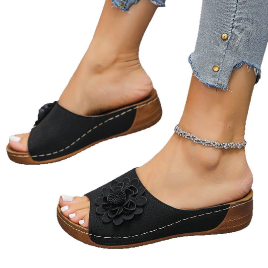 Damen Komfortable Clogs mit floralem Design und rutschfester Sohle EB