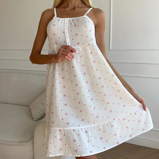Damen luftiges Sommerkleid mit Rüschensaum und floralem Muster EB
