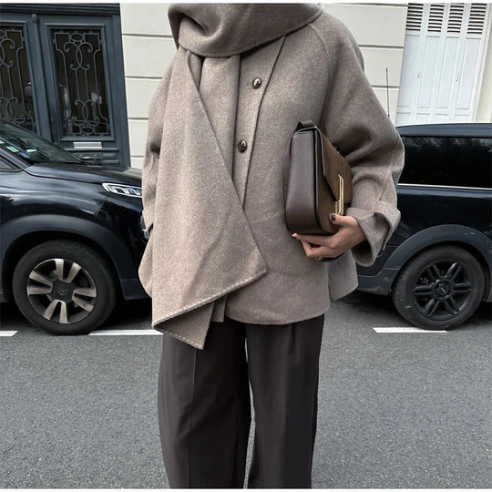 Damen Oversized Wolle-Strickjacke mit praktischer Knopfleiste EB