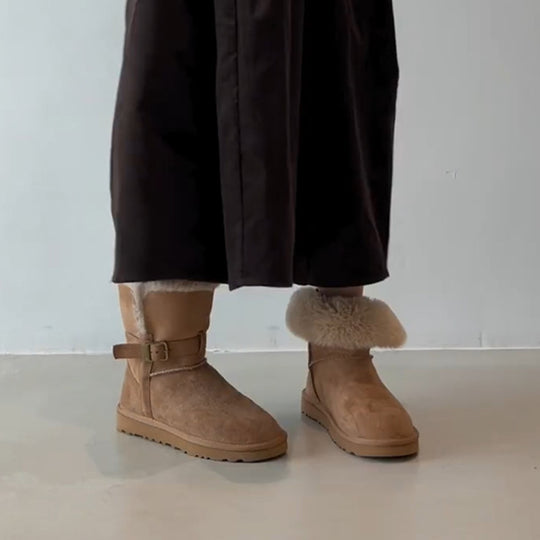 Damen Kuschelige Winterboots mit weichem Kunstfellkragen und robuster Sohle EB