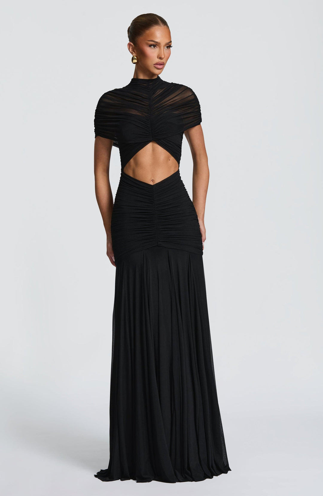 Damen Elegantes Abendkleid mit innovativem Cut-Out-Design und gefaltetem Stoff EB