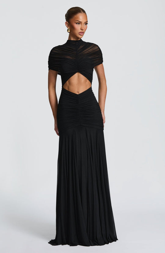Damen Elegantes Abendkleid mit innovativem Cut-Out-Design und gefaltetem Stoff EB