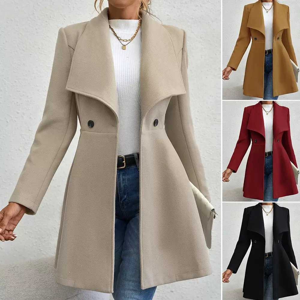 Damen schicke Übergangsjacke mit weitem Kragen EB
