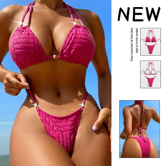Damen Triangel-Bikini mit einzigartigem Texturmuster EB