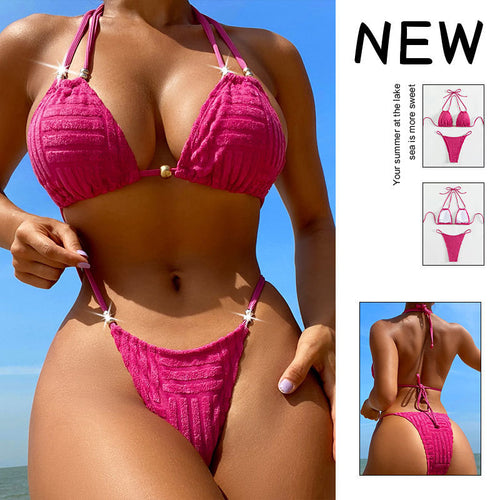 Damen Triangel-Bikini mit einzigartigem Texturmuster EB