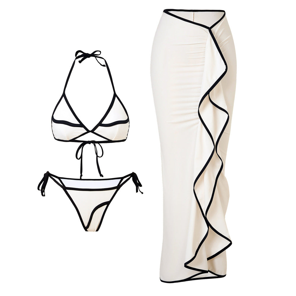 Damen Bikini-Set mit asymmetrischem Rock und verstellbarem Triangel-Oberteil EB