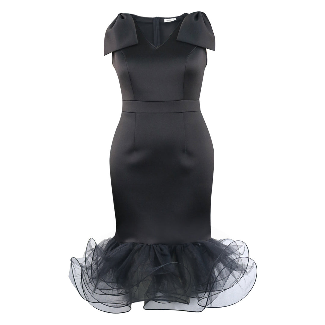 Damen elegantes Kleid mit innovativen Tüllrüschen EB