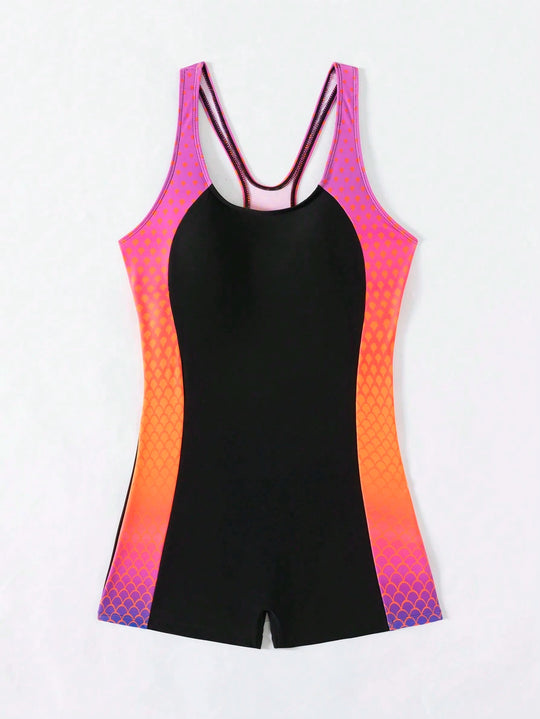 Damen Sportlicher Einteiler Badeanzug EB 1782103762