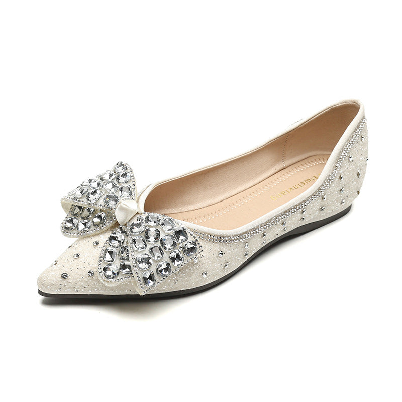 Damen Ballerinas mit funkelnden Strassapplikationen und elegantem Schleifendetail EB