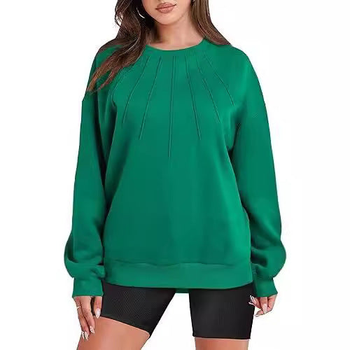 Damen Sweatshirt mit Plisseefalten und elastischem Bund EB