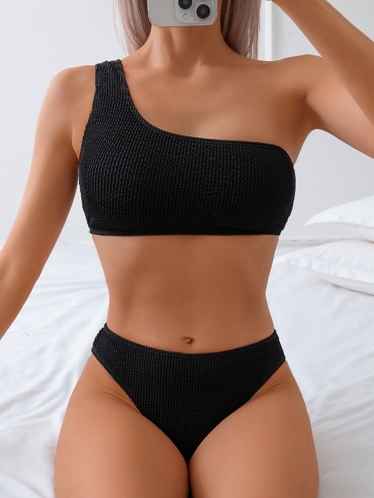 Damen Einseitiger Bikini mit strukturiertem Obermaterial EB
