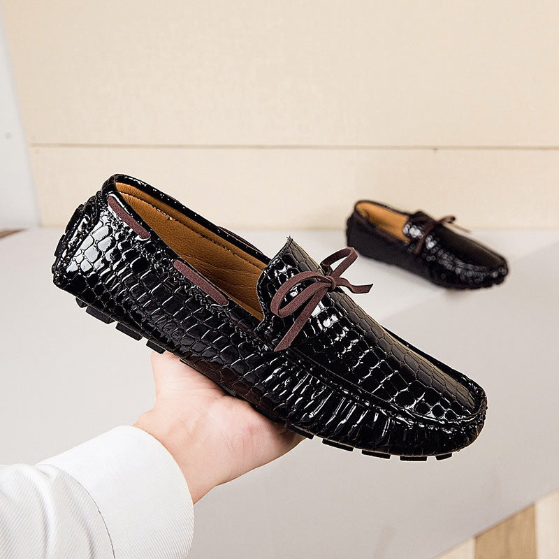 Damen lackierte Mokassin-Fahrerhalbschuhe mit Krokoprägung, weichem Lederfutter und profilierter Noppenlaufsohle EB