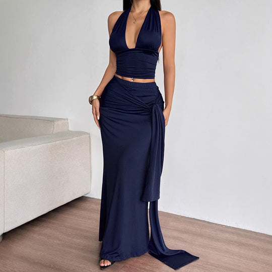 Damen Maxi-Kleid im eleganten Wickelstil EB
