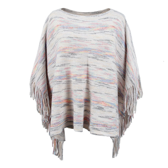 Damen kuscheliger Poncho mit fransigen Details EB
