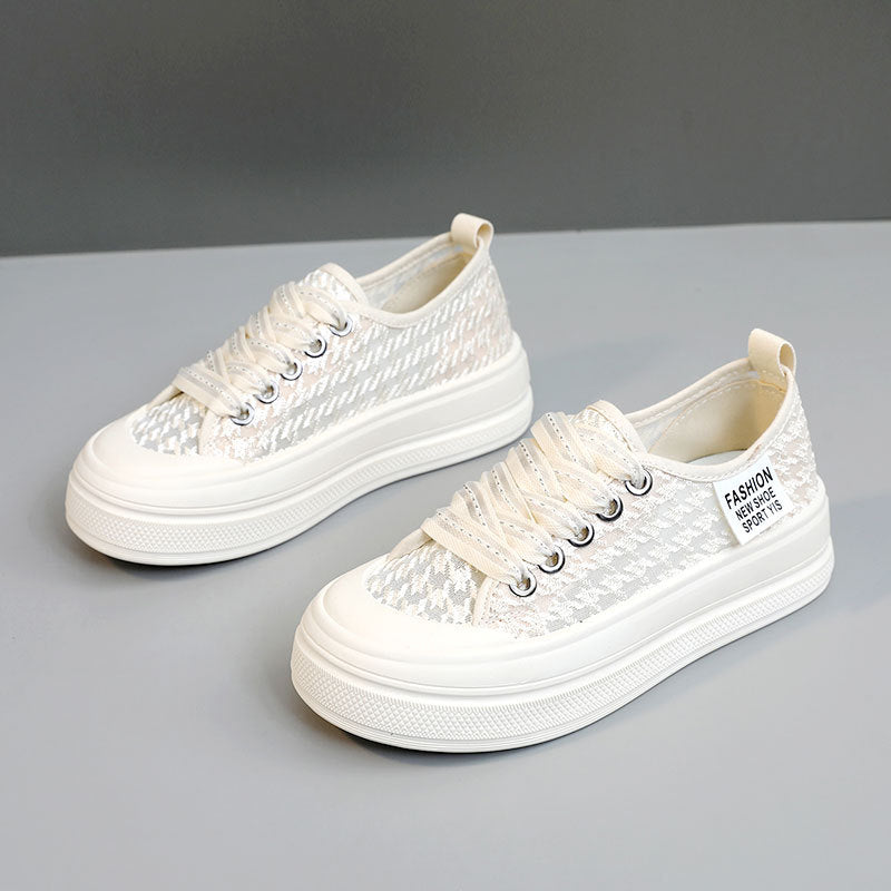 Damen modische Plateausneaker mit atmungsaktiver Mesh-Oberfläche und rutschfester Sohle EB