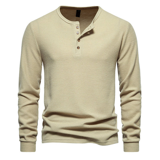 Herren Langarmshirt mit Knopfleiste und strukturiertem Design EB
