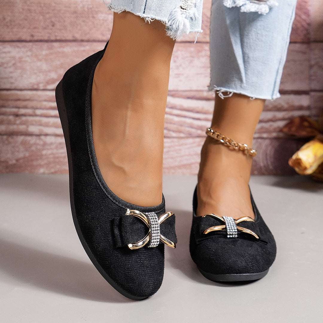 Damen elegante Ballerinas mit funkelndem Schleifen-Detail EB