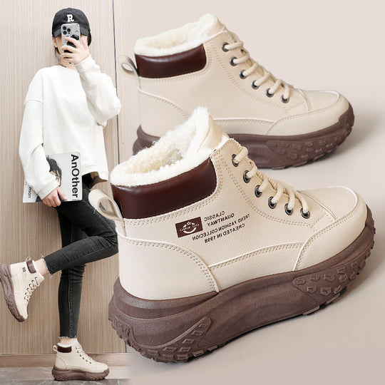 Damen Winterliche High-Top Sneakers mit kuscheligem Innenfutter und robustem Laufprofil EB
