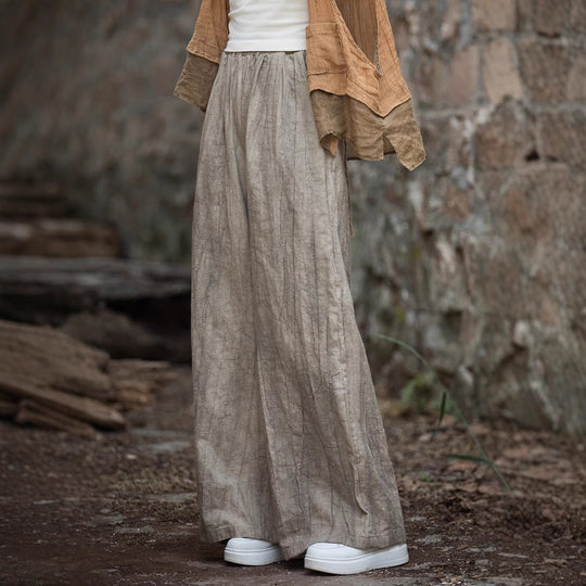 Damen weite Leinenhose mit eleganter Textur EB