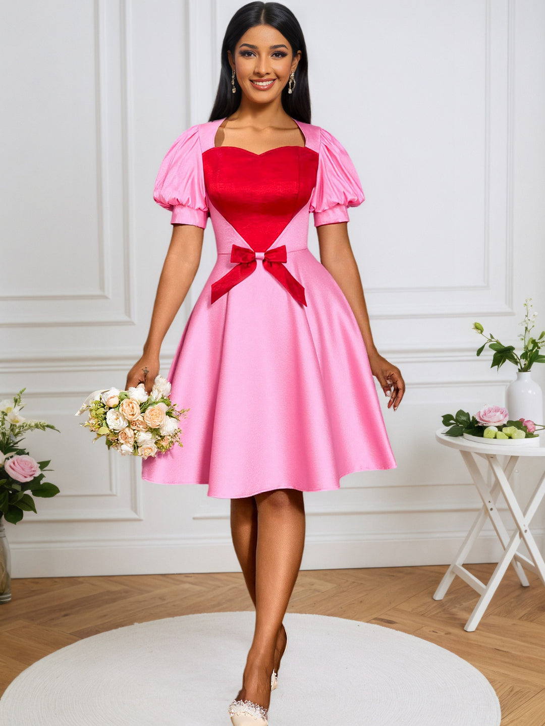 Damen festliches Kleid mit herzförmigem Oberteil und taillierter Silhouette EB