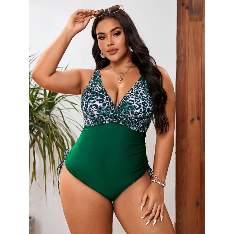 Damen Einteiler Badeanzug mit animalischem Print und figurformendem Design EB