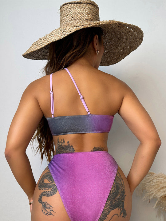Damen Bikini mit asymmetrischem Design und Raffungen EB