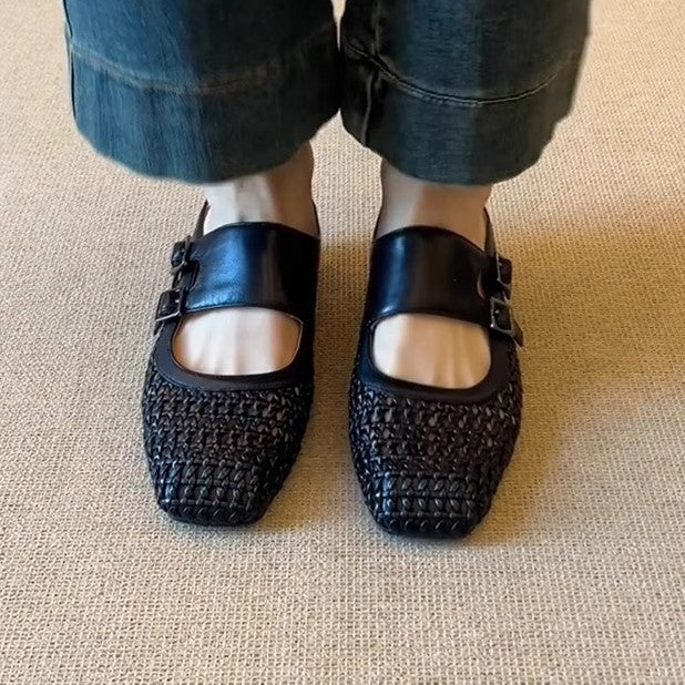 Damen modische Clogs mit dekorativen Schnallen und atmungsaktivem Netzdesign EB