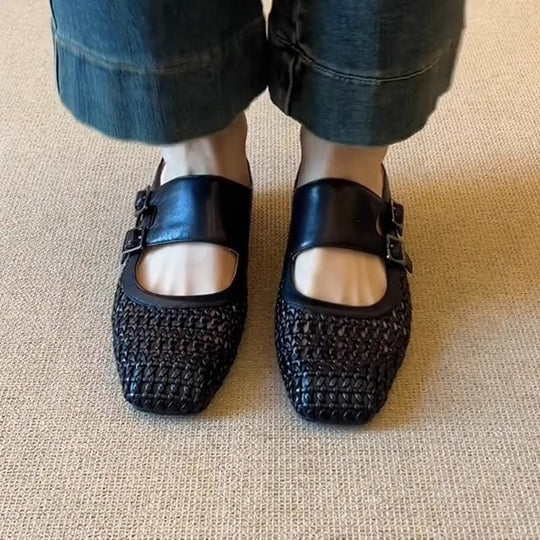 Damen modische Clogs mit dekorativen Schnallen und atmungsaktivem Netzdesign EB