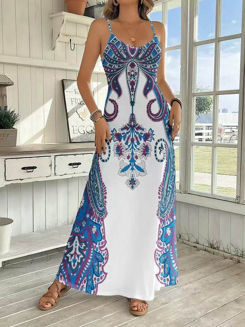 Damen Maxikleid mit verspieltem Druck und eleganter Silhouette EB