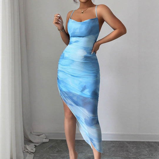 Damen Wickelkleid mit asymmetrischem Schnitt und raffinierten Rüschendetails EB