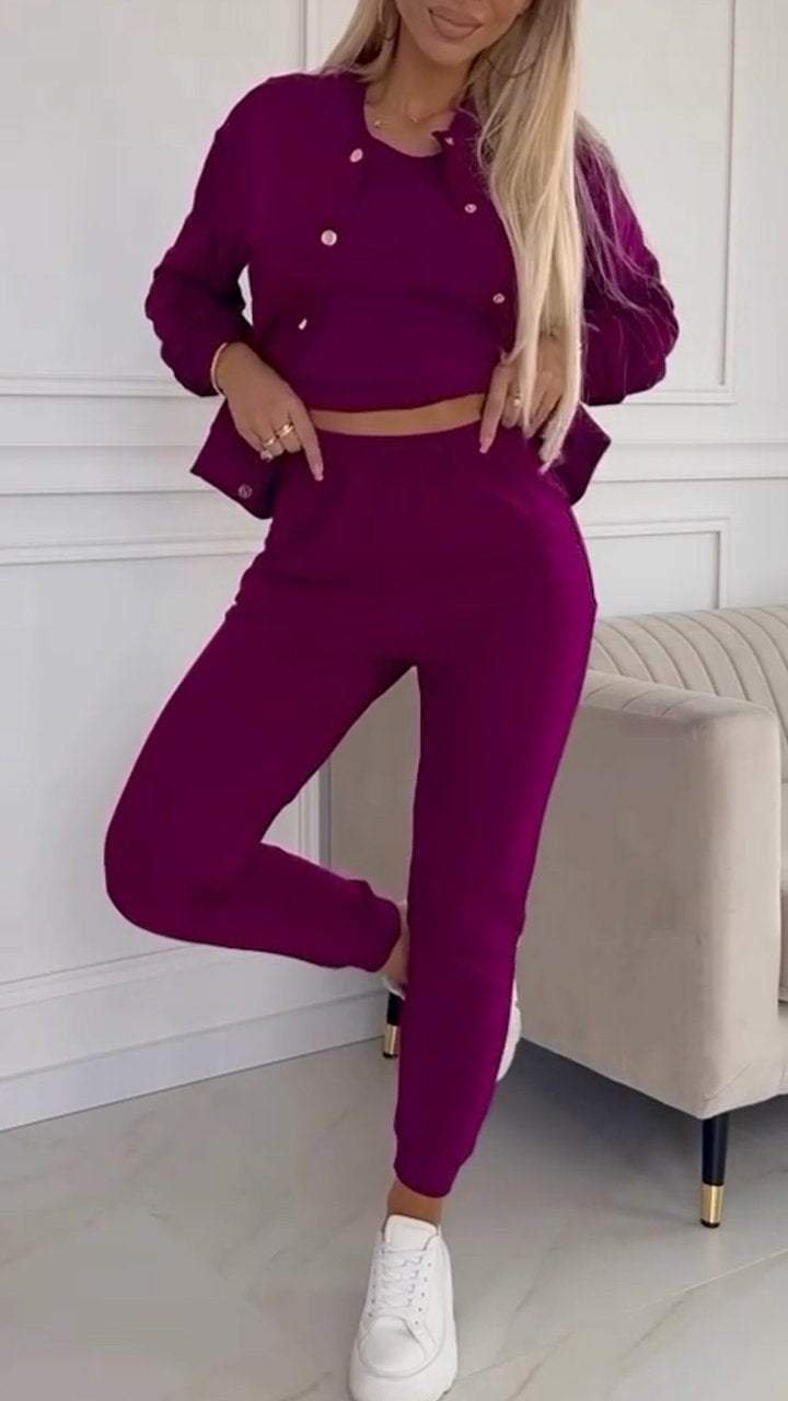 Damen Freizeit-Jogginganzug mit schickem Schnitt und elastischem Bund EB