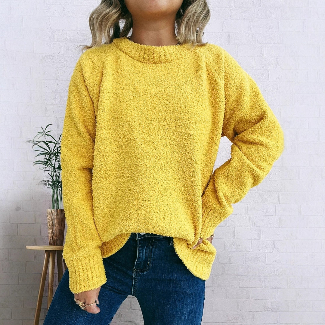 Damen wärmender Strickpullover mit lässigem Schnitt und strukturiertem Design EB
