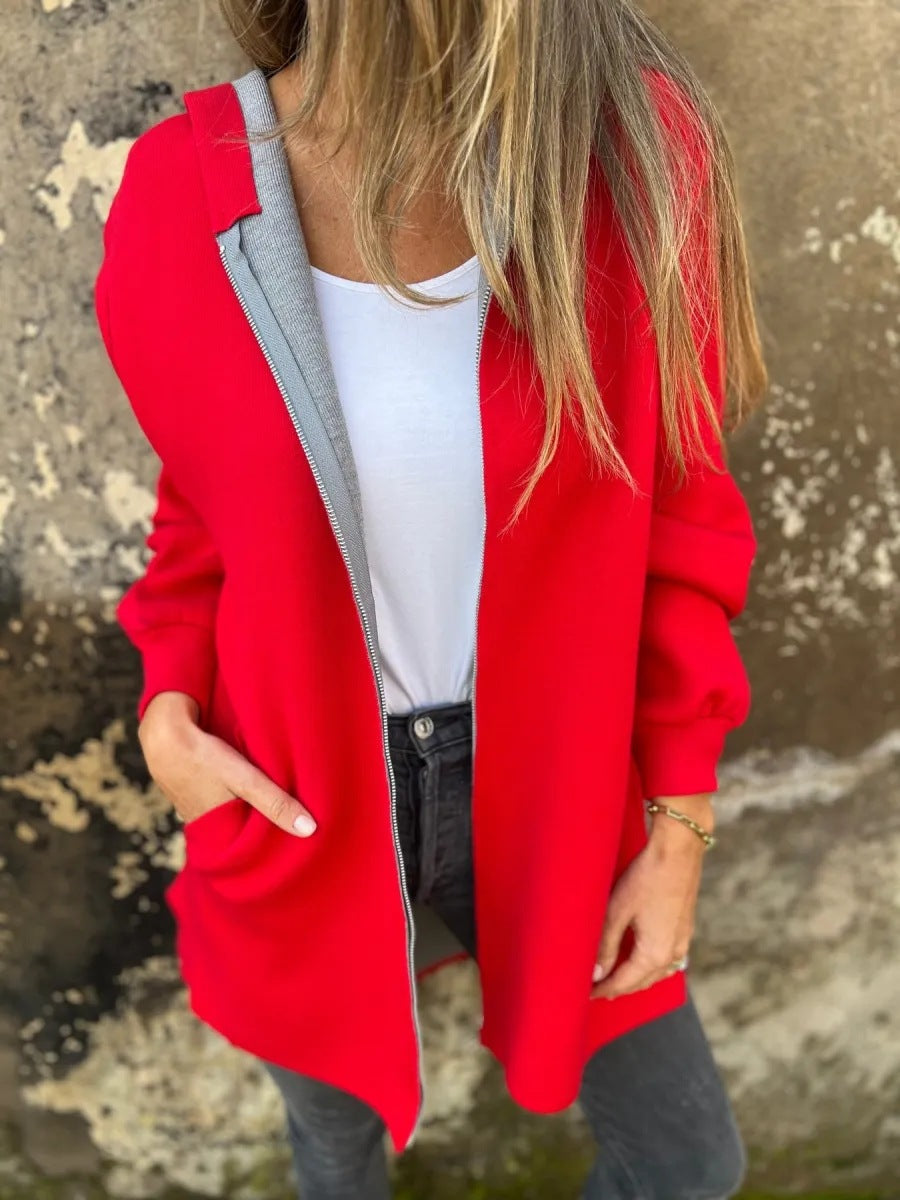 EB | Hoodie Relaxed Fit Reißverschluss Mittellang mit Taschen