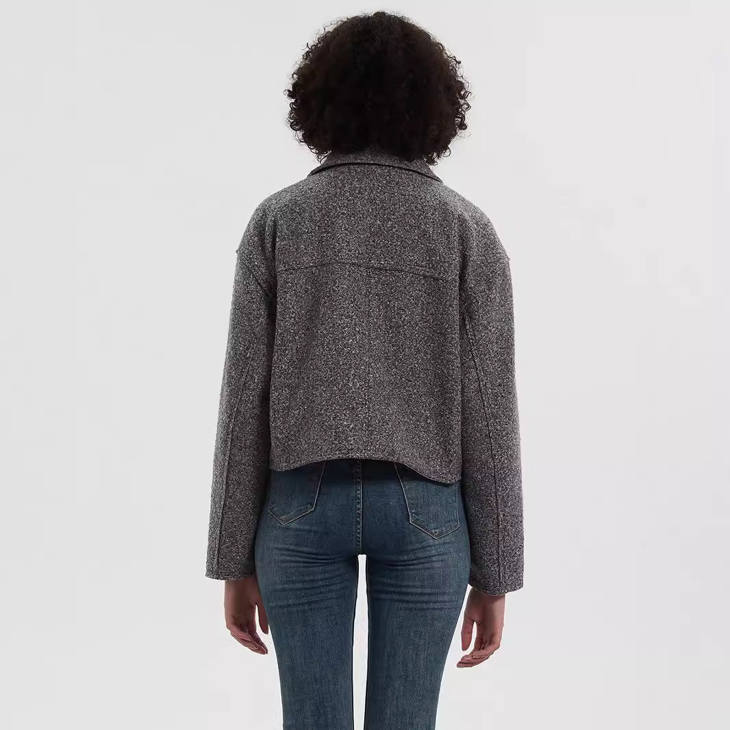 Damen cropped Utility-Jacke mit doppelten Brusttaschen EB