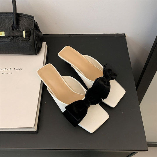 Damen stilvolle Mules mit dekorativem Schleifendetail EB