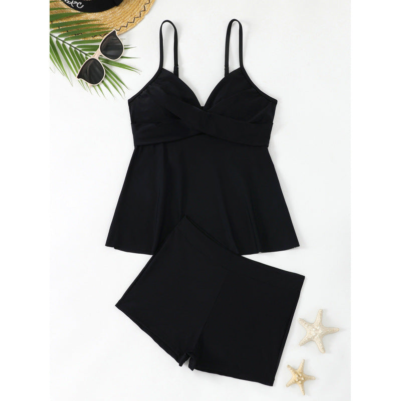 Damen Tankini-Set mit stylishem Punktedesign und komfortablem Shorts EB