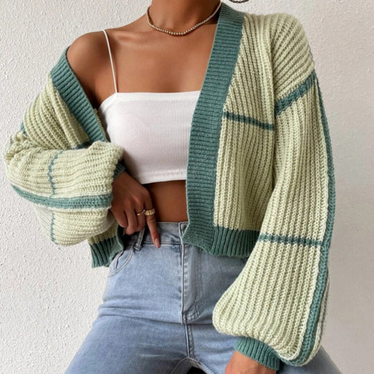 Damen Großer Strickcardigan mit voluminösen Ärmeln EB
