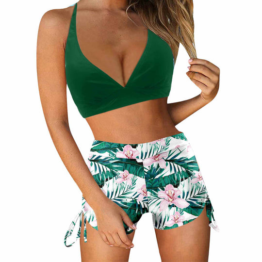 Damen Sportliches Bikini-Set mit modischem Hochbund und Seitenbindebändern EB