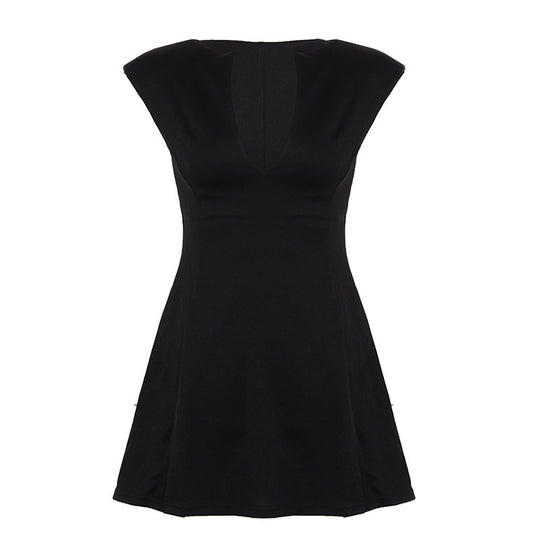 Damen Elegantes Kurzarm-Kleid mit Taillierung und V-Ausschnitt EB