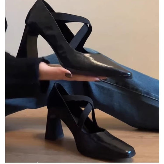 Damen elegante Slingback-Pumps mit modischem Riemendesign und komfortablem Blockabsatz EB