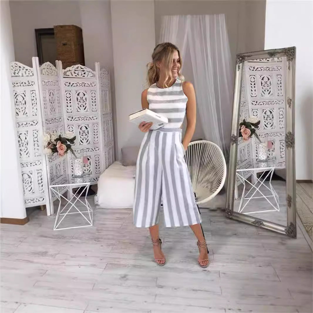 Damen Jumpsuit mit eleganten Streifen und tailliertem Schnitt EB