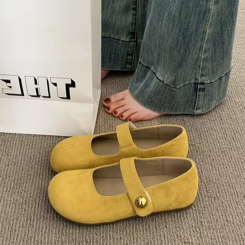 Damen Komfortable Ballerinas mit elegantem Knopfdetail EB