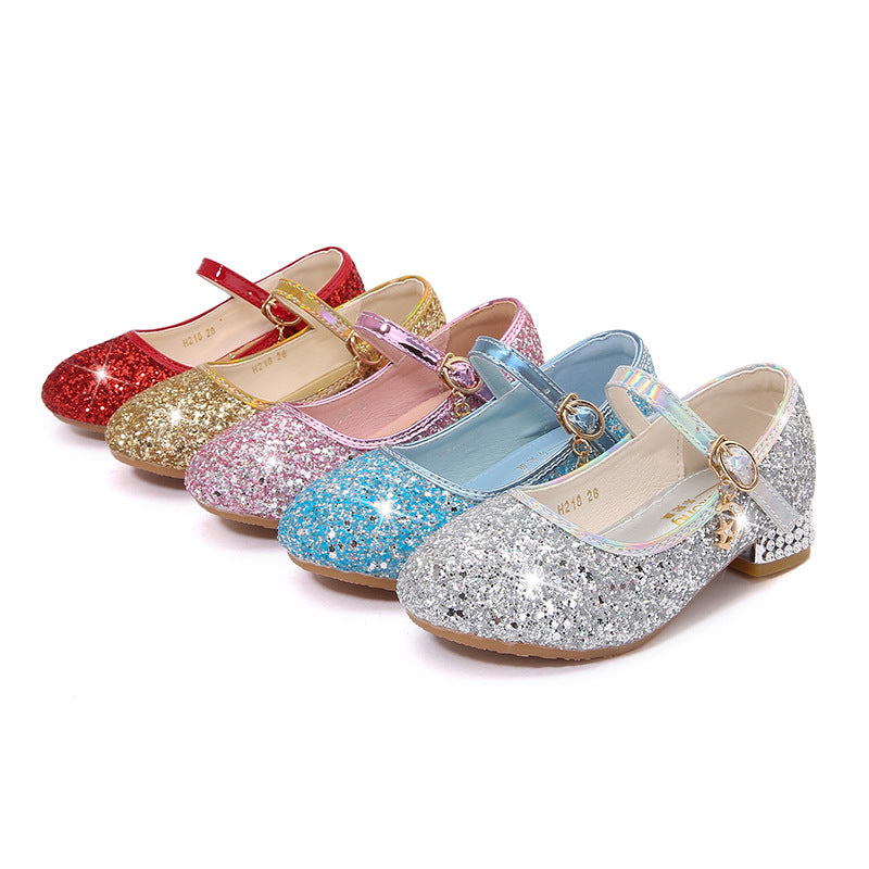 Mädchen Glitzernde Mary Jane Ballerinas mit dekorativer Schleifen- und Perlenverzierung EB