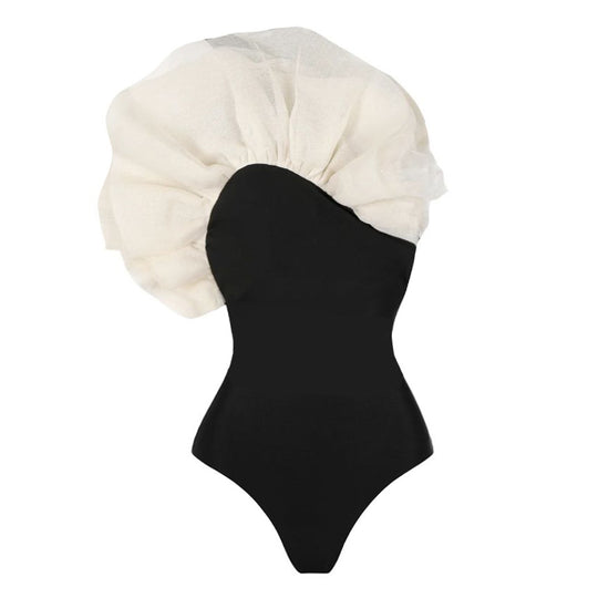 Damen Badeanzug mit voluminösem Rüscheneinsatz EB